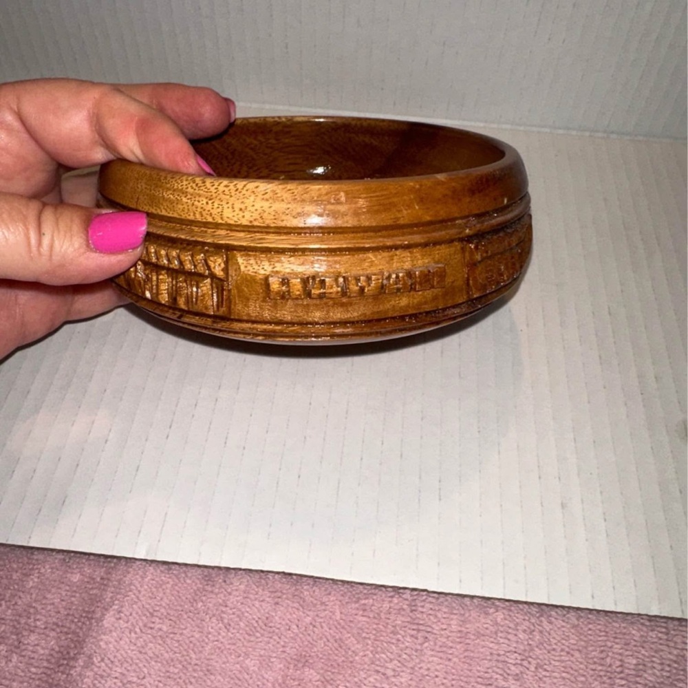 Hand carved Souvenir from Hawaii Handcrafted Wooden Bowl - Brown